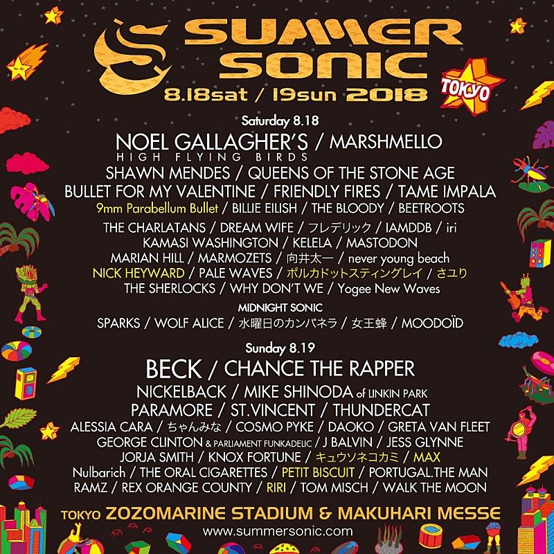 SUMMER SONIC 2018】＆【SONICMANIA】新たに出演アーティスト発表