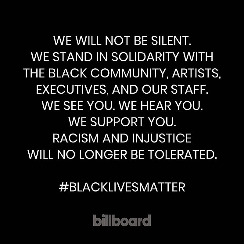 米ビルボード、全米音楽業界が人種差別に抗議する“Blackout Tuesday”に参加