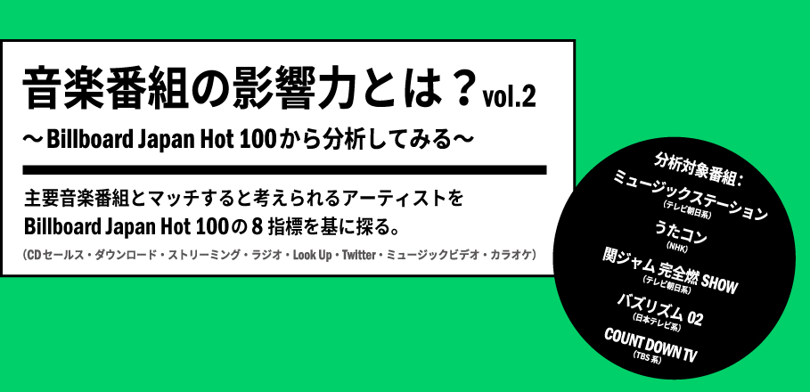 音楽番組の影響力とは Vol 2 Billboard Japan Hot 100から分析してみる Special Billboard Japan