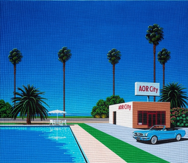 「“AOR誕生40周年”を記念して、ソニーミュージックから70～80年代のAOR名盤・レア盤を一挙100タイトル再発。キャンペーンのメイン・ビジュアルは、永井博氏による書き下ろしイラスト。」1枚目/3