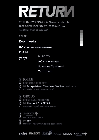 「いよいよ明日開催。音と光が交錯する新しい形の音楽イベント【RETURN】D.A.N./yahyelら出演」1枚目/1