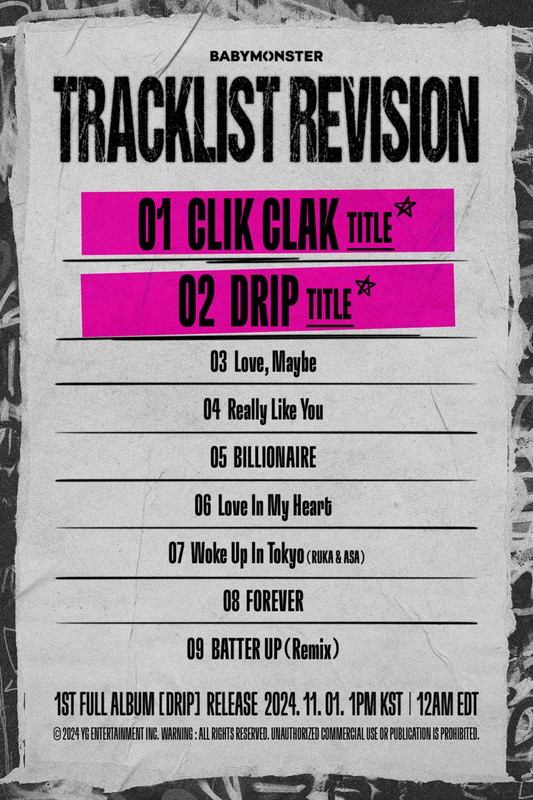 「BABYMONSTER、1stアルバム『DRIP』タイトルポスターを公開」1枚目/1