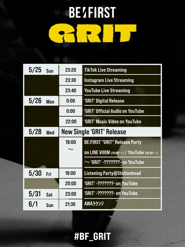 「BE:FIRST、新曲「GRIT」コンテンツカレンダー公開」1枚目/2