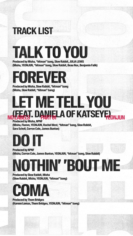 「YEONJUN（TOMORROW X TOGETHER）、1stミニアルバム 『NO LABELS PART.01』トラックリストを公開」1枚目/1