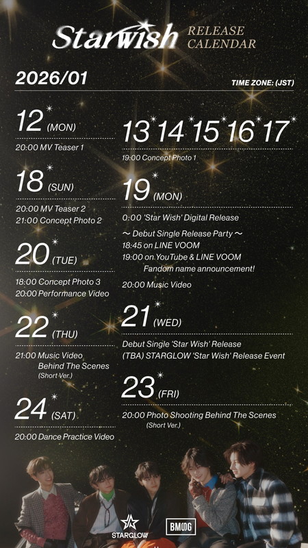 「STARGLOW、デビューシングル『Star Wish』リリースカレンダー＆MVティザー公開」1枚目/3