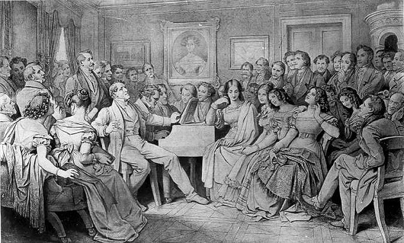 「《図》モーリッツ・フォン・シュヴィント（1804～1871）「シューベルトの音楽の集い」」3枚目/3