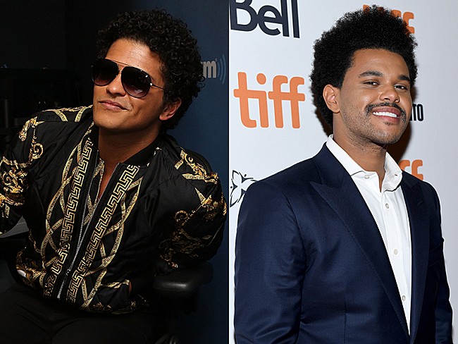 「ブルーノ・マーズ、ザ・ウィークエンドの新しい口髭に反応」1枚目/1