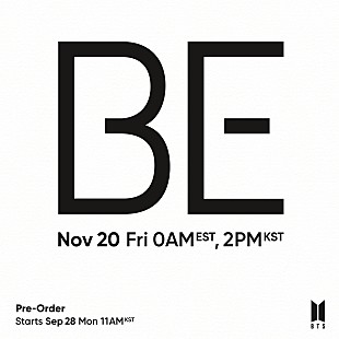 「BTS、最も“BTSらしい”音楽を収録したニューAL『BE (Deluxe Edition)』を11/20発売」