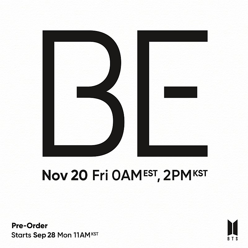 BTS、最も“BTSらしい”音楽を収録したニューAL『BE （Deluxe Edition）』を11/20発売