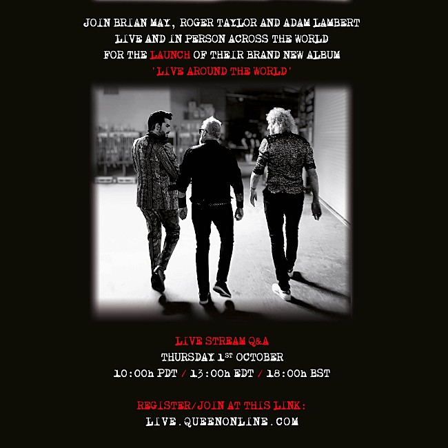 「クイーン＋アダム・ランバート、ライブ盤発売を記念した生配信Q＆Aの開催決定」1枚目/3