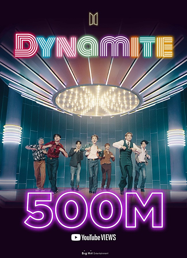 BTS「BTS、「Dynamite」MVの再生回数が5億回突破」1枚目/1