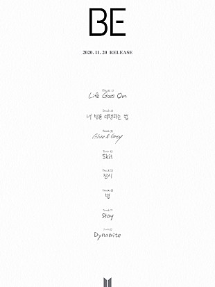 「BTSの新アルバム『BE (Deluxe Edition)』トラックリスト＆配信ジャケ公開」