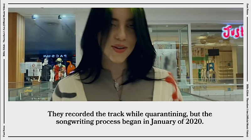 「ビリー・アイリッシュ、ショッピング・モールで撮影「Therefore I Am」MVのメイキング映像公開」1枚目/9