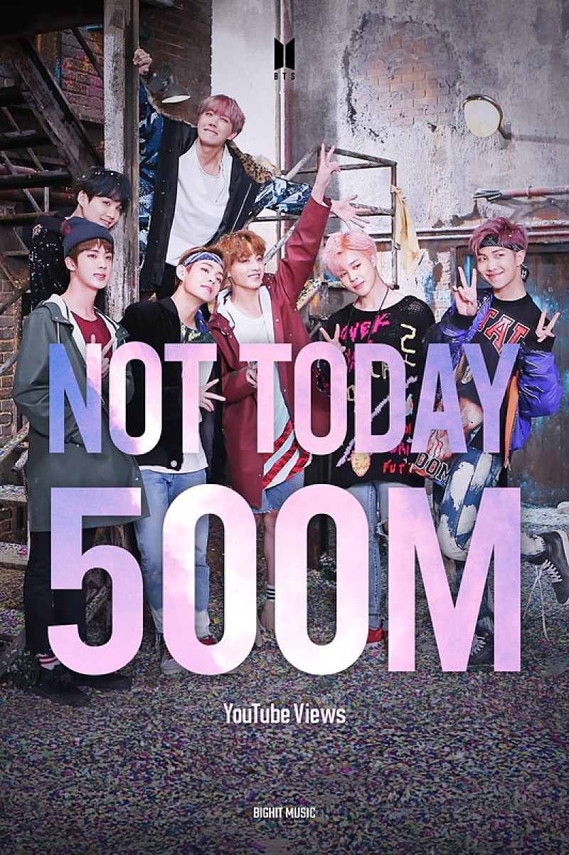 ＢＴＳ「BTS「Not Today」MV、通算12作目となる5億再生突破」1枚目/1