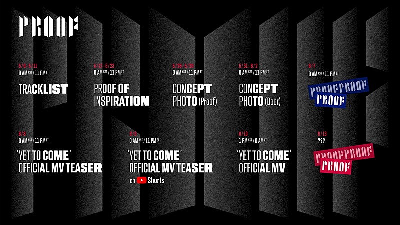 BTS、アンソロジーアルバム『Proof』リード曲のタイトル＆プロモーション日程を公開