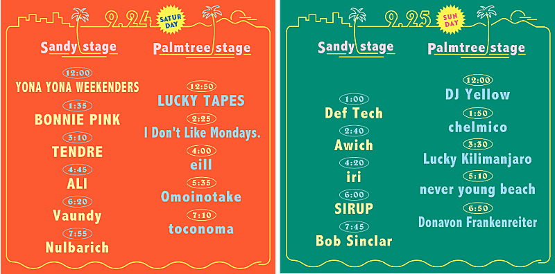 「サーフカルチャーフェスティバル【GREENROOM BEACH】のタイムテーブルが公開」1枚目/1