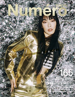 「リナ・サワヤマが『ヌメロ・トウキョウ』表紙、春夏トレンドのシャイニールックを身にまとう」