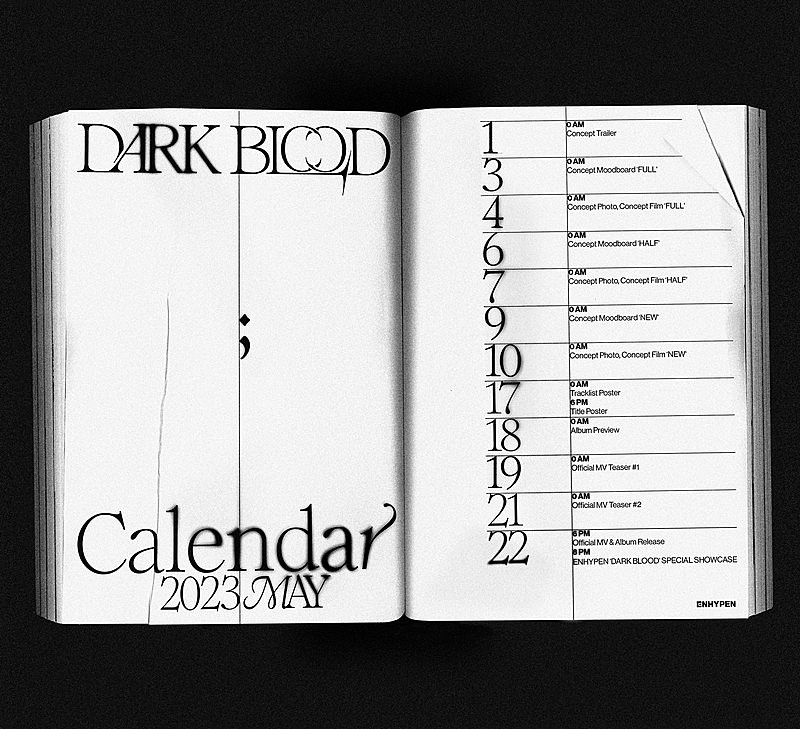 ENHYPEN、ニューミニアルバム『DARK BLOOD』プロモーションカレンダーを公開