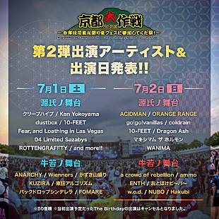 「【京都大作戦2023】ACIDMAN／ORANGE RANGEら第2弾出演アーティスト発表」