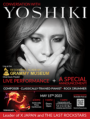「YOSHIKI、米グラミーミュージアムで世界規模のプロジェクト発表＆ライブパフォーマンス実施へ」