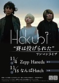 「Hakubi、初Zepp Haneda＆なんばHatchワンマンライブ開催決定」1枚目/1
