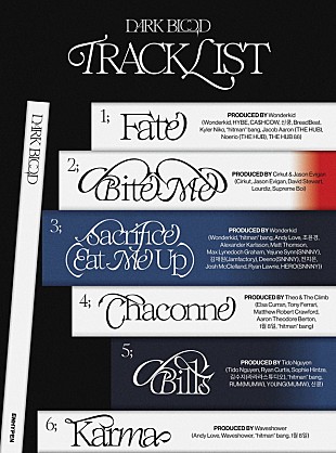 「ENHYPEN、ミニアルバム『DARK BLOOD』トラックリスト＆収録曲の一部公開」