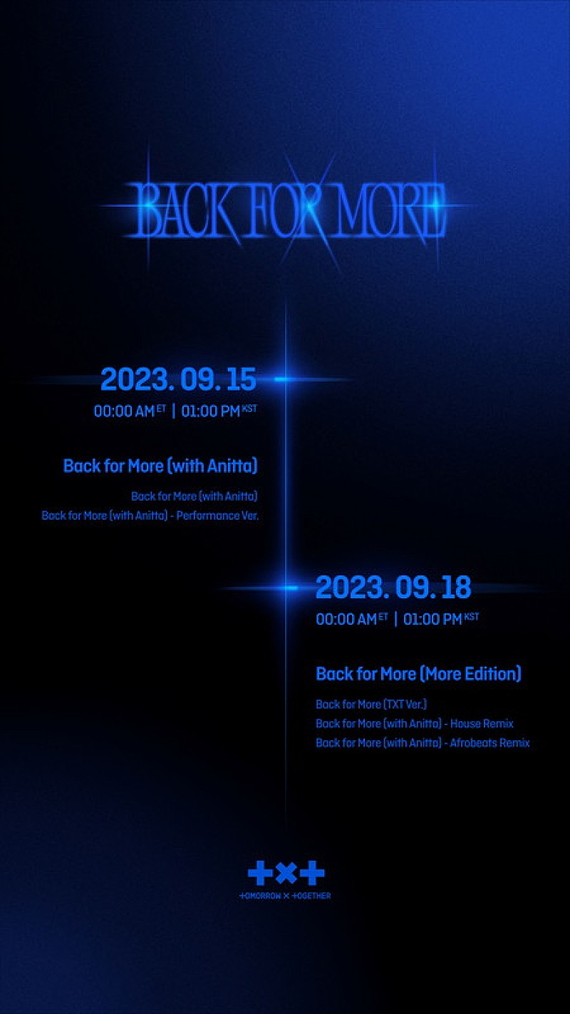 「TOMORROW X TOGETHER「Back for More(with Anitta)」トラックスケジュール」2枚目/3