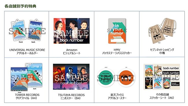 「back number LIVE Blu-ray＆DVD『in your humor tour 2023 at 東京ドーム』各店舗予約特典」4枚目/4