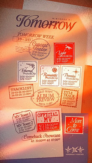 「TOMORROW X TOGETHER、ミニアルバム『minisode 3: TOMORROW』プロモーションスケジュールを公開」