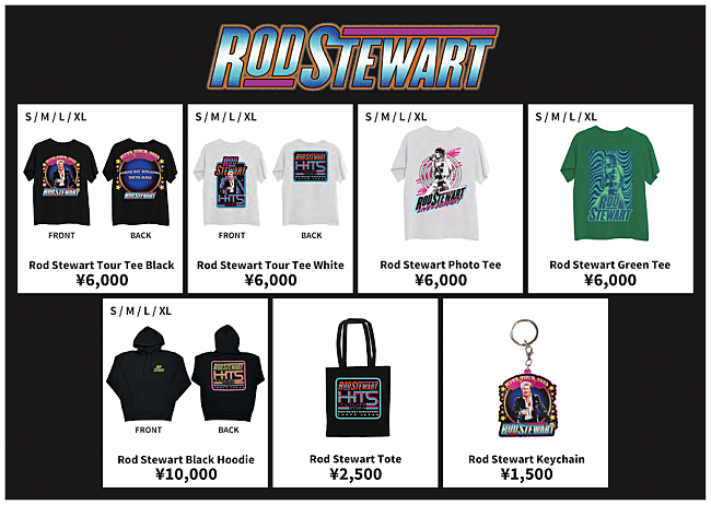 「ロッド・スチュワート、一夜限りの来日公演の会場販売オフィシャル・グッズを公開」1枚目/1