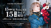 「VALSHE、デビュー15周年＆バースデー記念『15時間ぶっ通しライブ配信』開催決定」1枚目/1