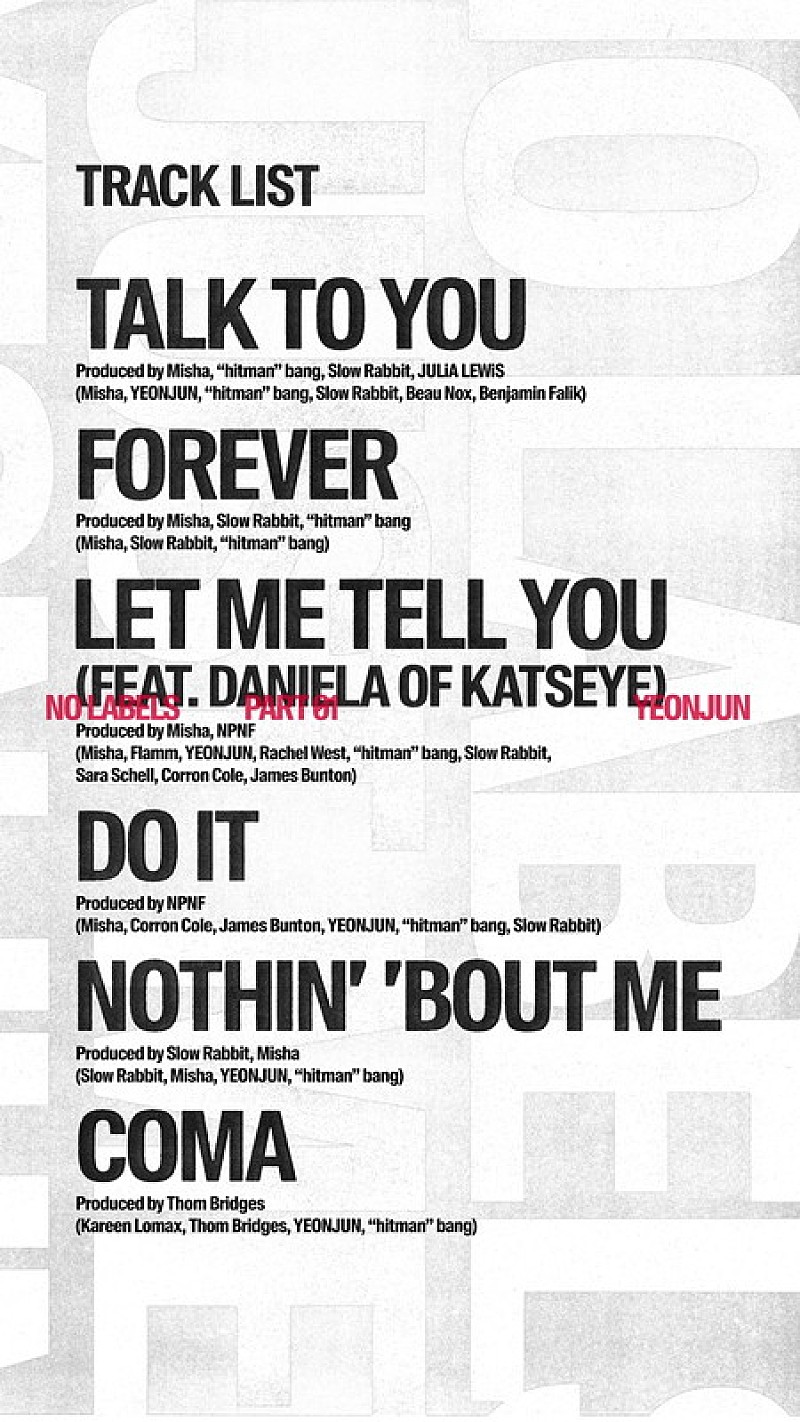 「YEONJUN(TOMORROW X TOGETHER)、1stミニアルバム 『NO LABELS PART.01』トラックリストを公開」1枚目/1