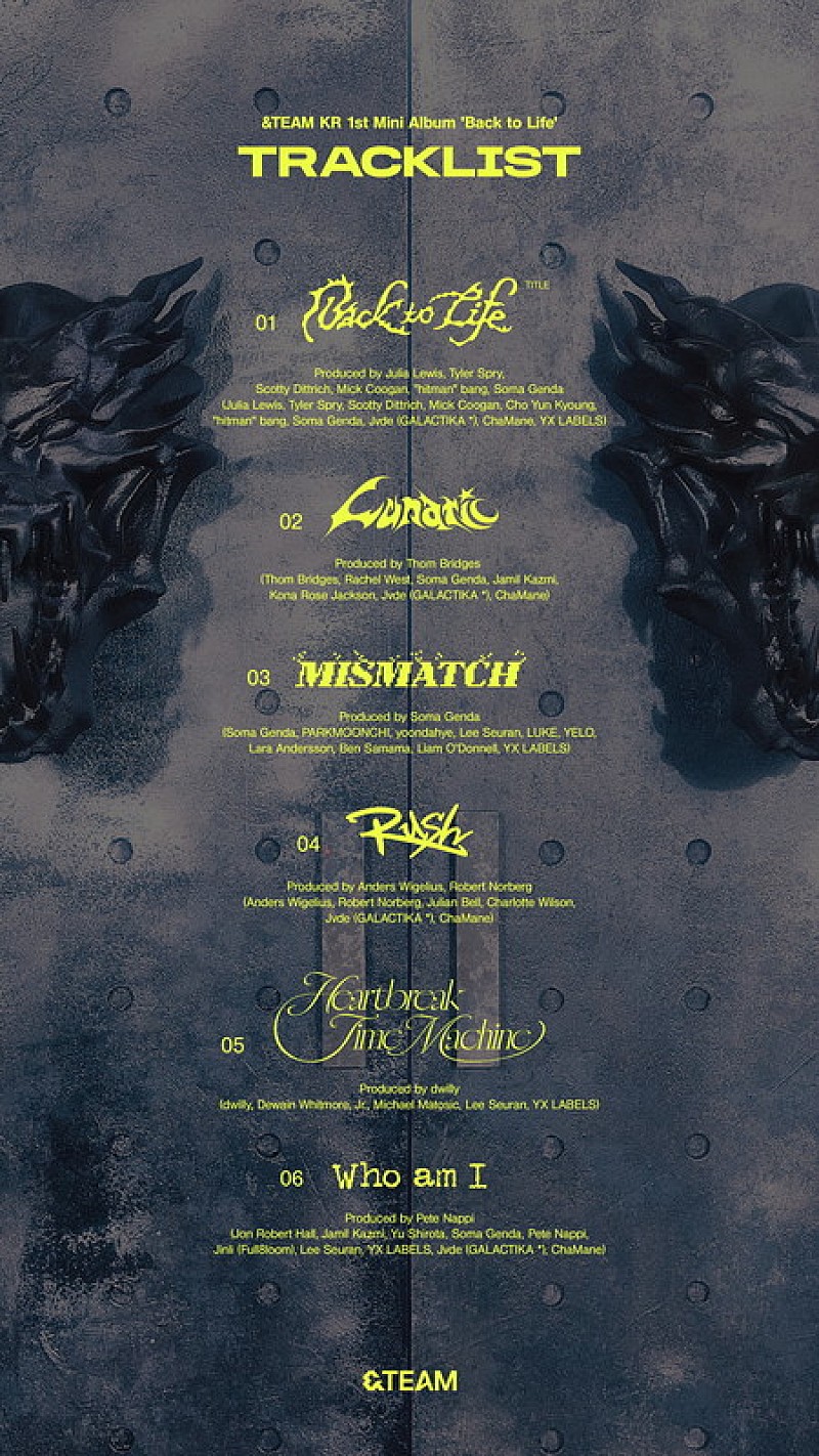 &TEAM、韓国デビュー作品『Back to Life』トラックリストを公開