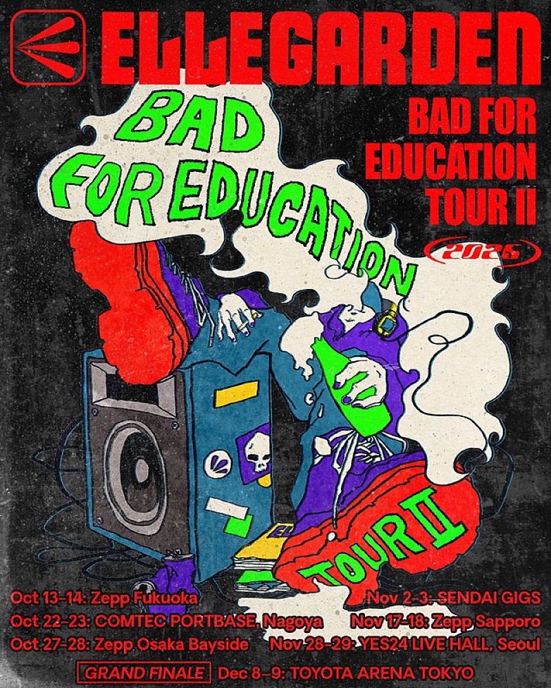 「ELLEGARDEN、韓国公演を含む3年ぶりのツアー【Bad For Education Tour II (2026)】開催」1枚目/1